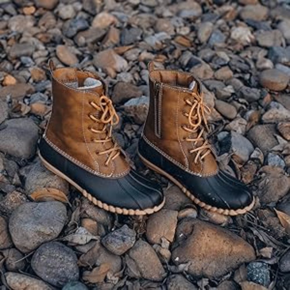 DKSUKO Women's Winter Duck Boots with Waterproof Zipper Rain Boots for Women
